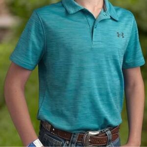 Under Armour Kids Polo golf type Shirt - turquoise Blue Youth Med = 10ish